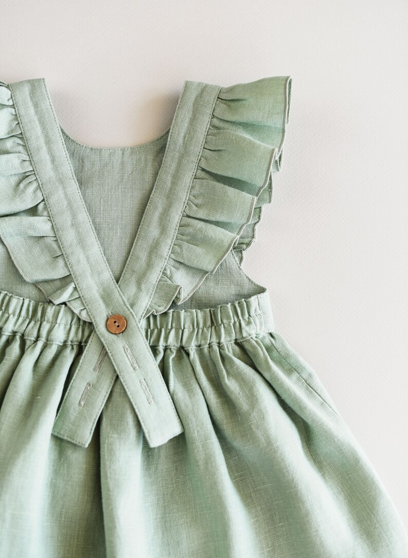 Girls Frilly Dress Linen Baby and Toddler Dress Baby Ruffle Etsy