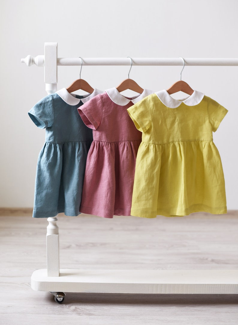 Linen Baby Dress Baby Dress Toddler Dress Peter Pan Collar Etsy