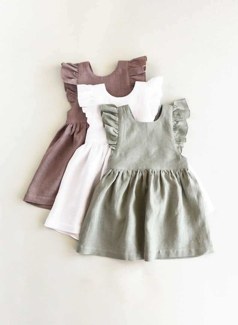 Linen Baby Dress Toddler Ruffle Dress Linen Pinafore 1st - Etsy