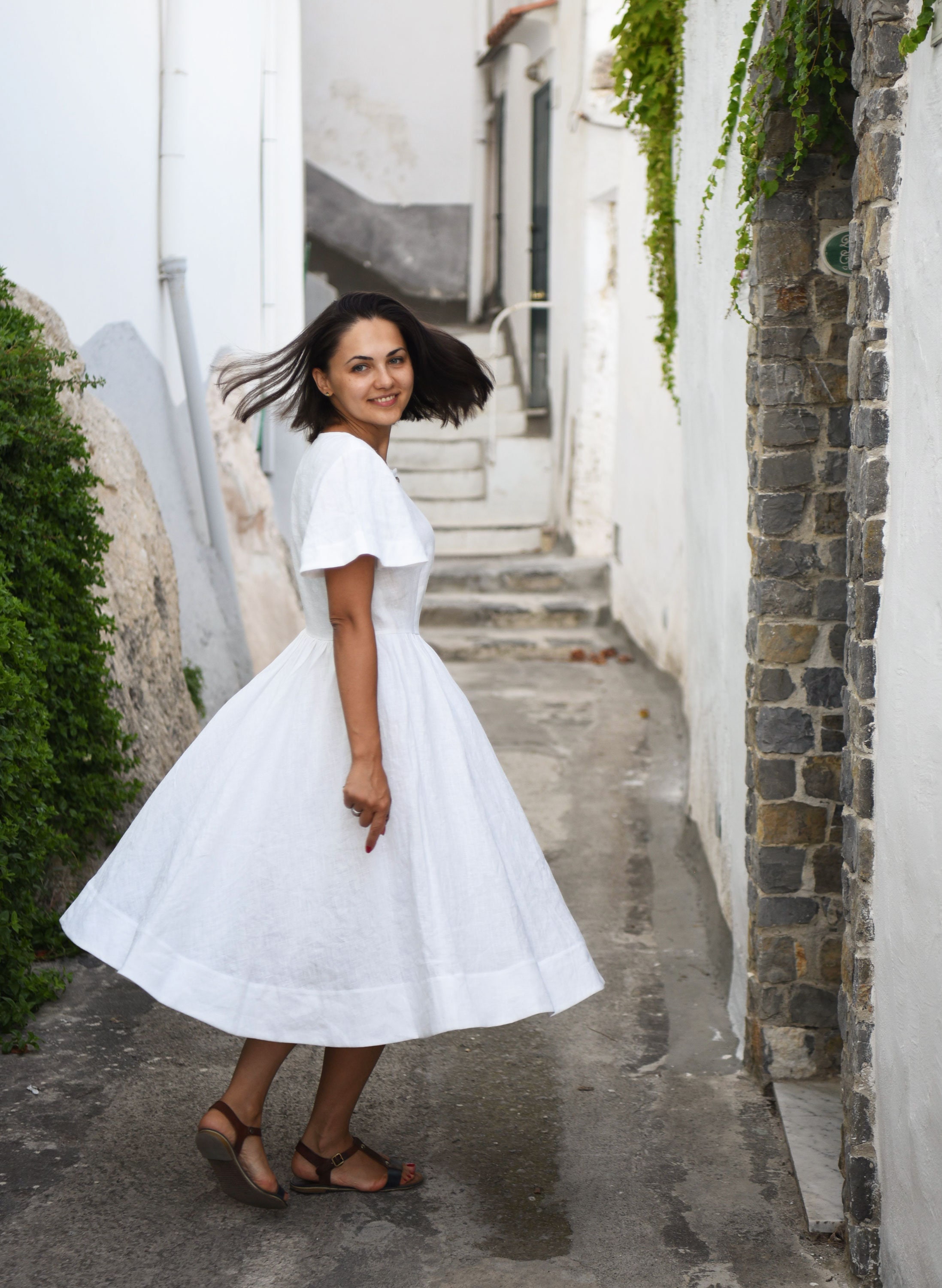 White Linen Dress Rustic Wedding Dress Bridesmaid Dress Etsy Australia