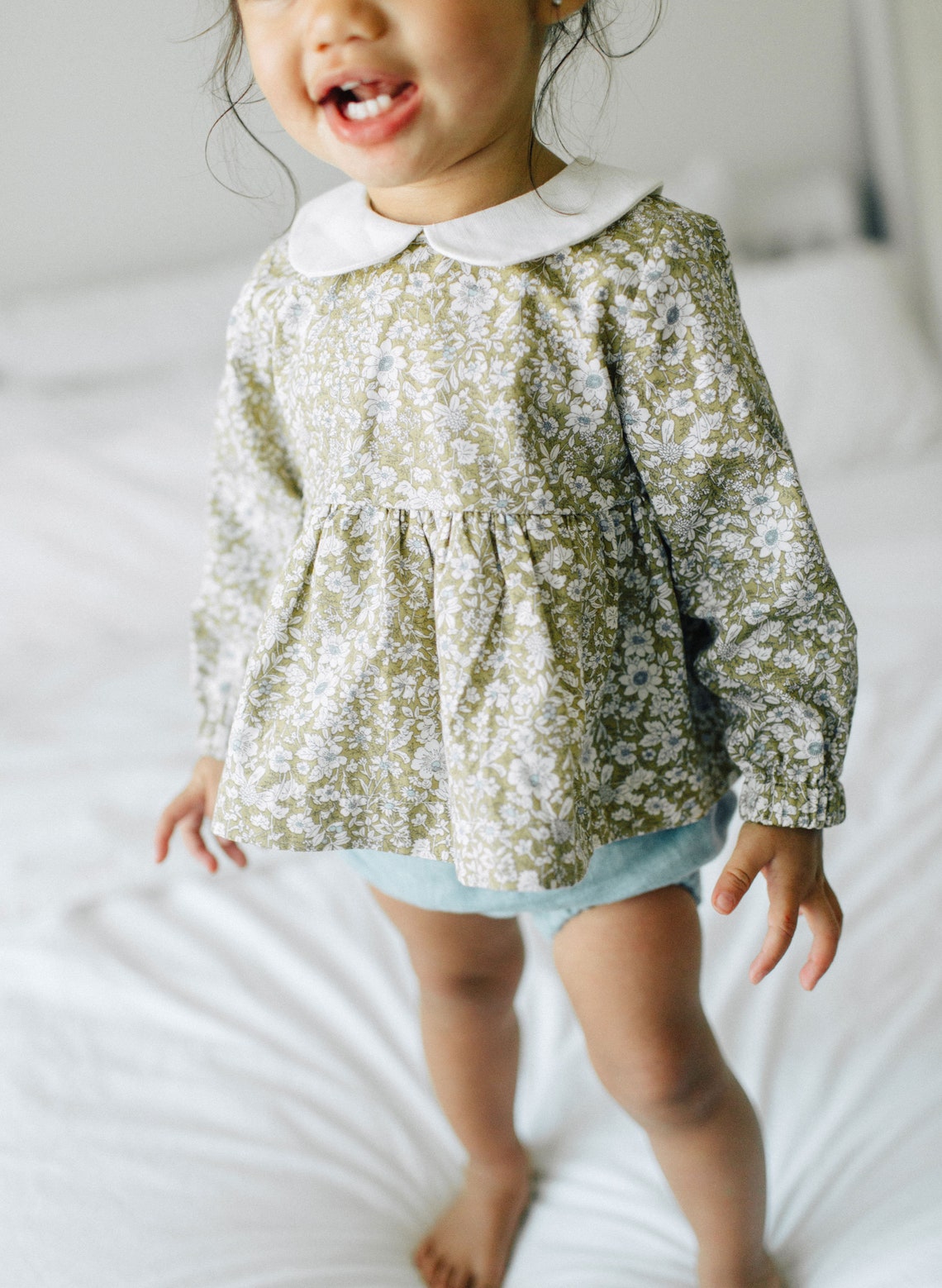 Floral Baby Blouse Baby Clothes Peter Pan Collar Baby Girl Etsy