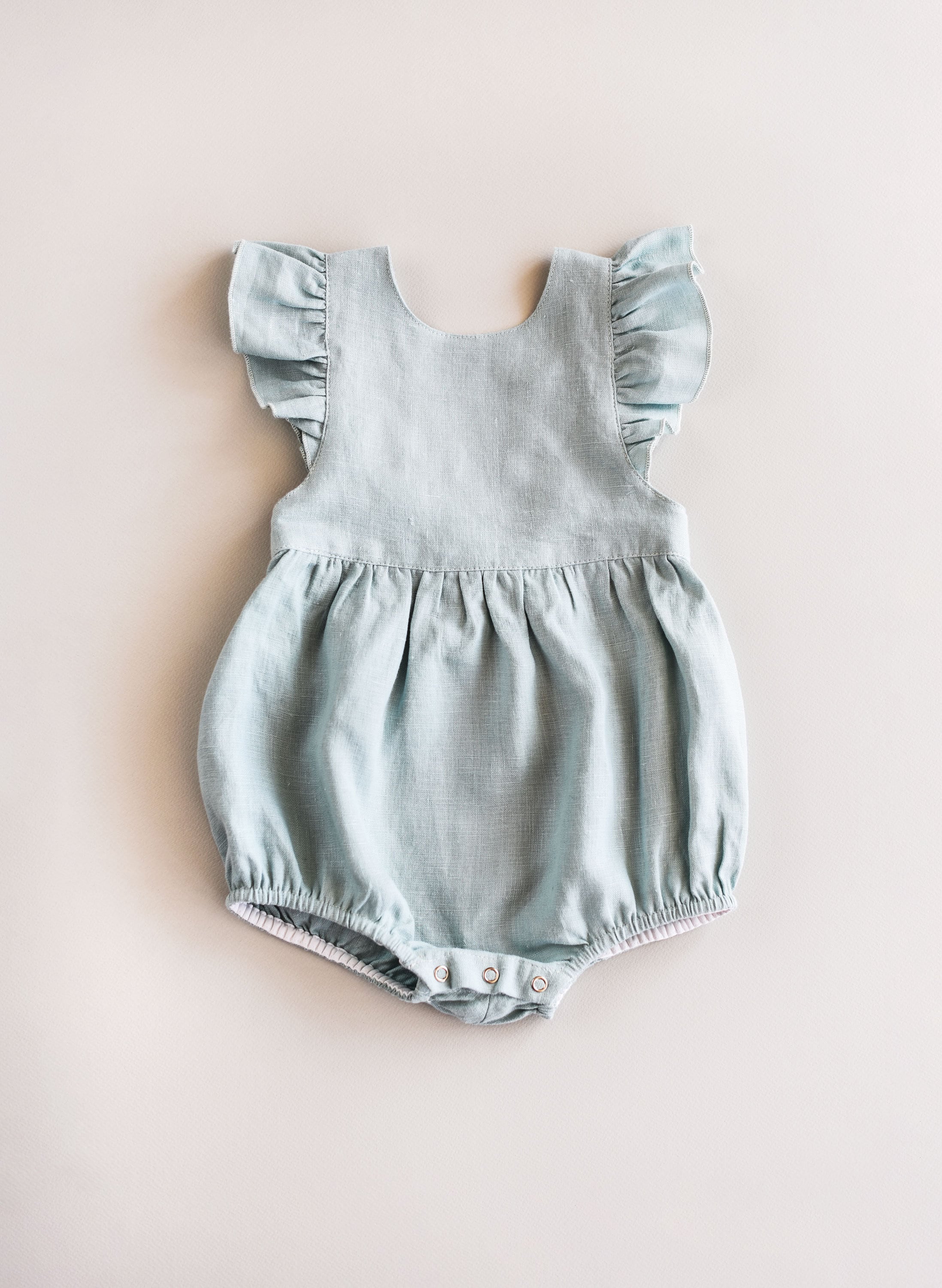 Baby Romper Ruffle Linen Toddler Romper Frilly Baby Outfit Etsy