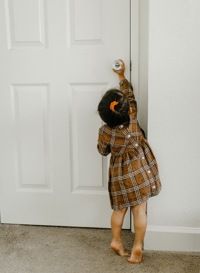 Linen Baby Dress, Plaid Linen Dress, Toddler Dress, Girls Spring Dress, Baby Girl Outfits, Infant Clothing, Linen Smock Dress, Classic Dress image 3