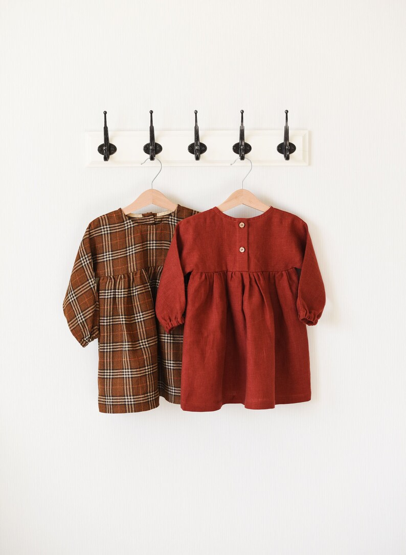 Linen Baby Dress Rust Linen Dress Toddler Girl Clothes Fall Etsy