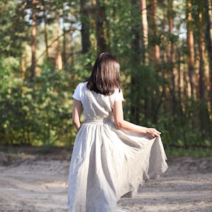 Linen Overalls, Pinafore Dress Women, Twirl Dress, Linen Dress, Rustic Wedding Dress, Japanese Apron Dress, Linen Jumpsuit, Midi Skirt image 3