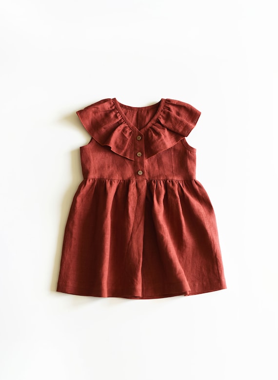 Baby Linen Dress, Fall Baby Dress, Rust Linen Dress, Baby Wedding Dress,  Linen Toddler Dress, Ruffle Baby Dress, Boho Baby Dress - Etsy