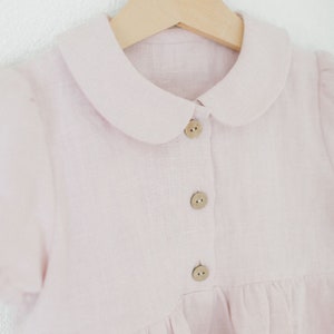 Baby Dress Linen Baby Dress Pale Pink Peter Pan Collar - Etsy