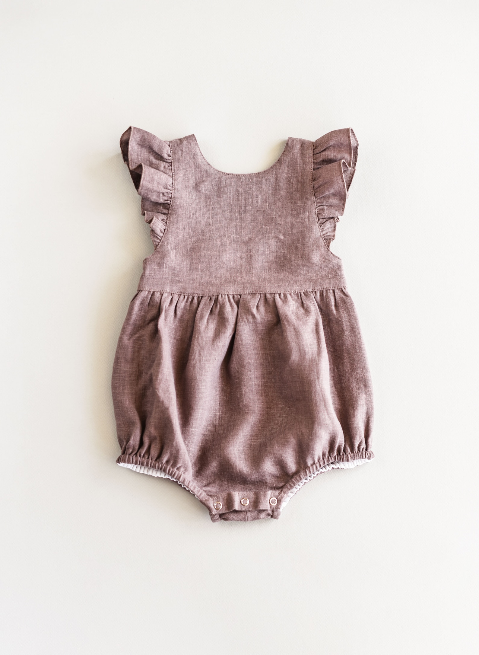Linen Ruffle Romper, Baby and Toddler Romper, Frilly Baby Jumpsuit, 1st ...