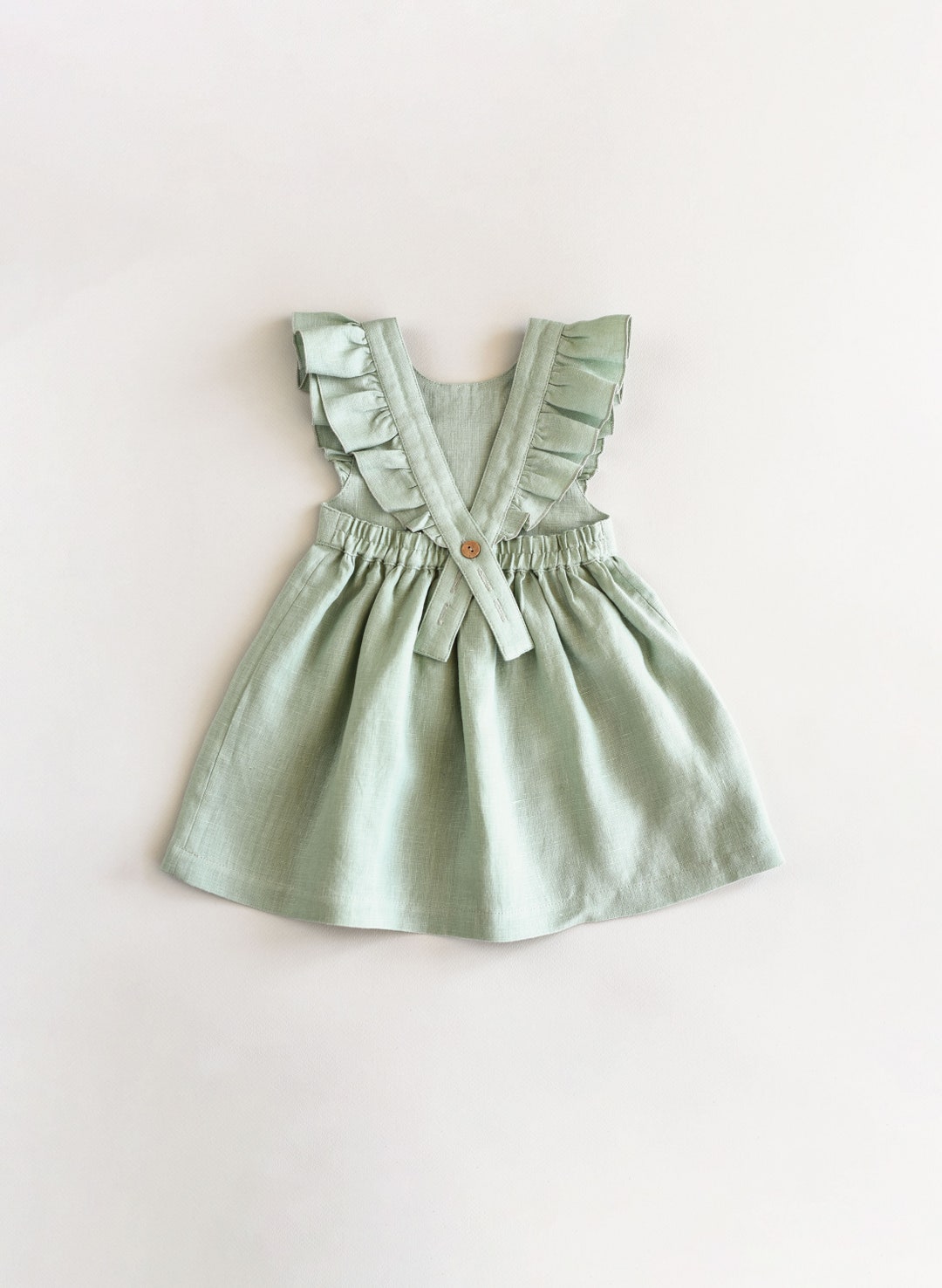 Girls Frilly Dress, Linen Baby and Toddler Dress, Baby Ruffle Dress ...