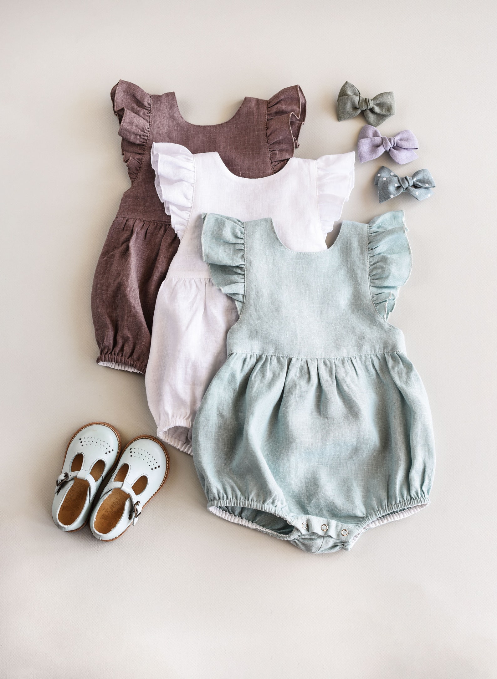 Linen Ruffle Romper, Baby and Toddler Romper, Frilly Baby Jumpsuit, 1st ...