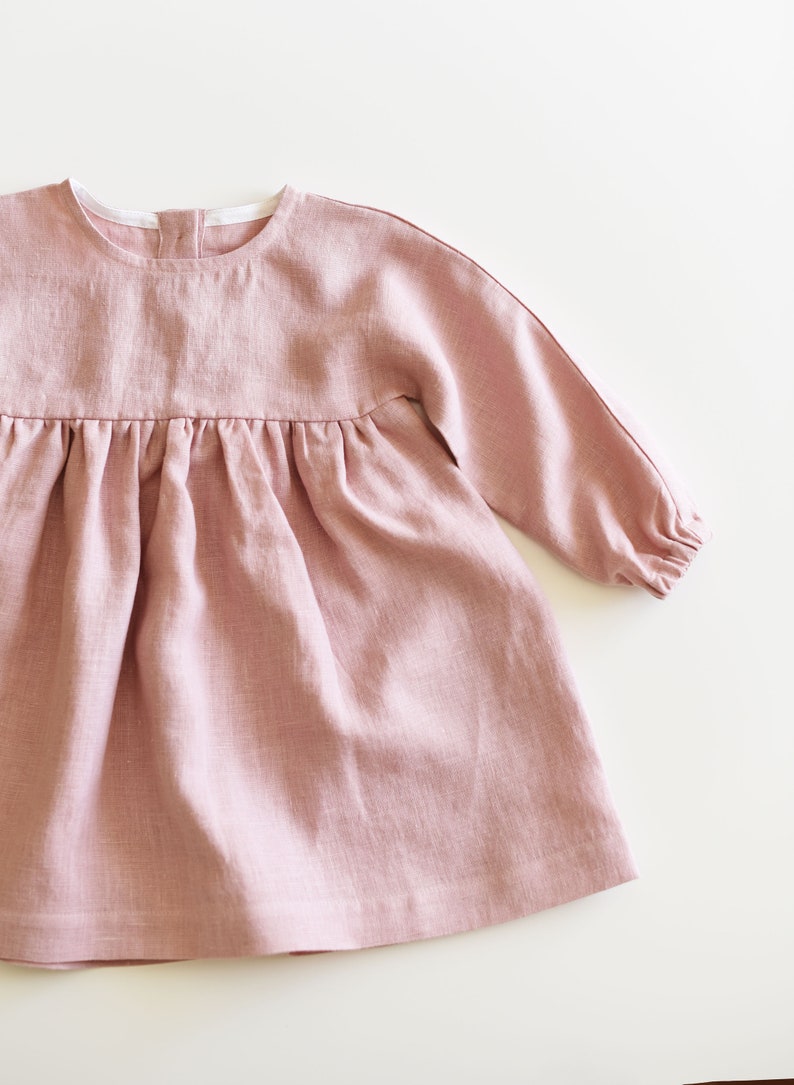 Linen Baby Dress Pink Baby Girl Dress Baby Easter Dress Etsy
