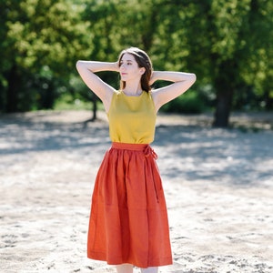 Linen Tank Top, Women Top, Linen Summer Clothes, Casual Wear, Round Neck Top, Basic Linen Clothes, Yellow Linen Summer Top, Linen Tunic image 3