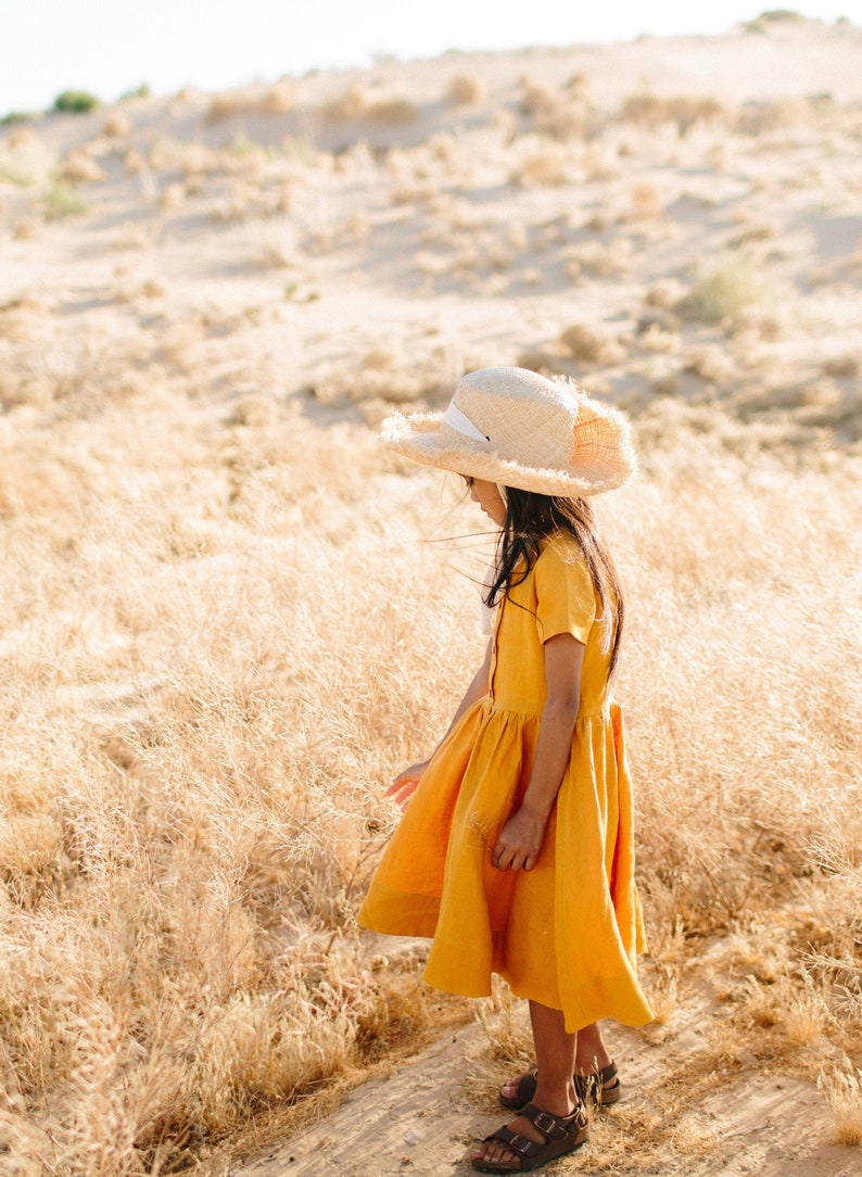 mustard flower girl dress