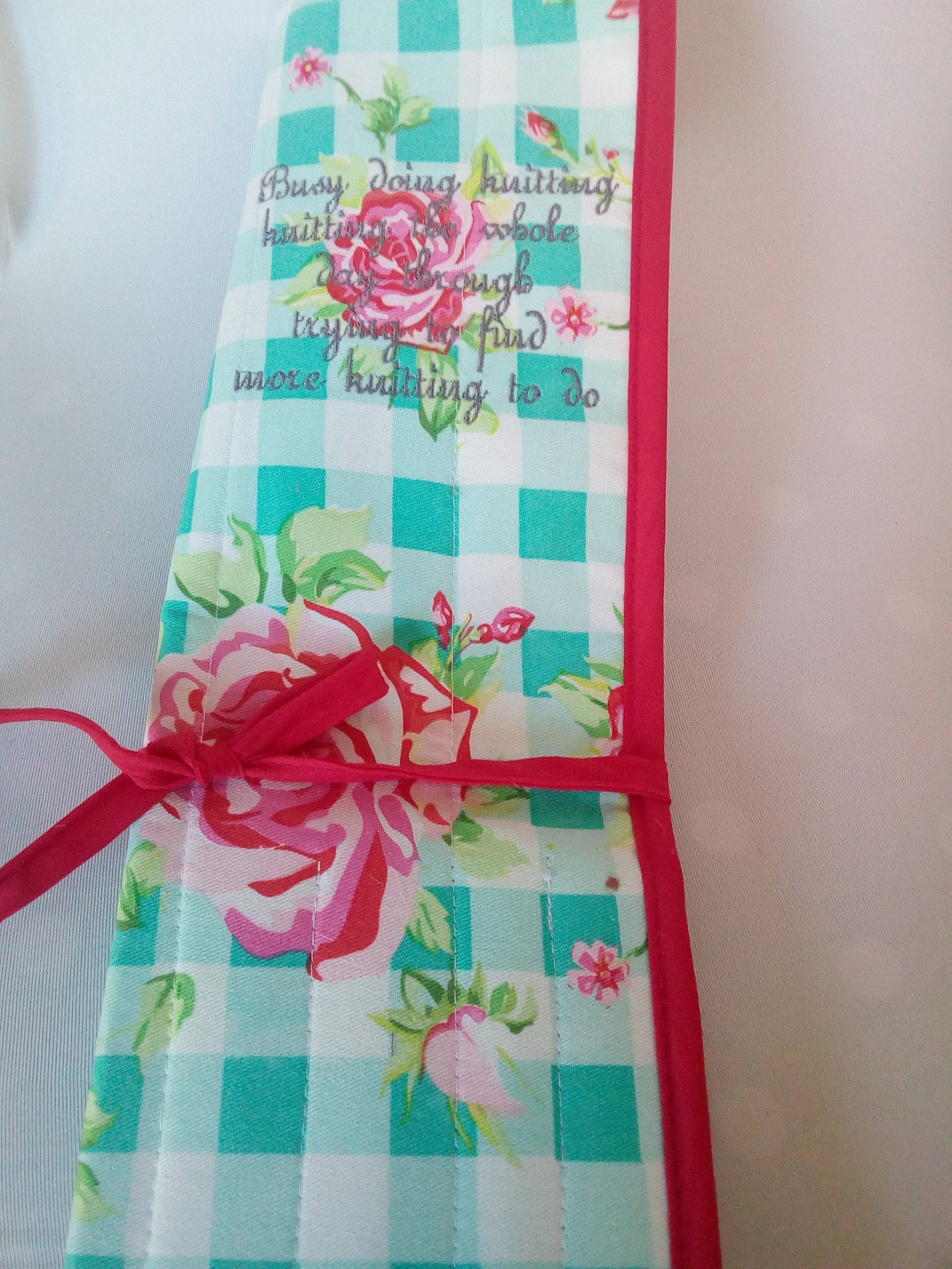 Embroidered knitting needle wrap complete with set of knitting Etsy