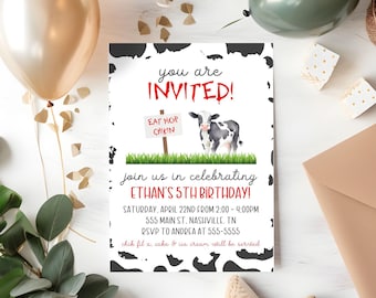 Invitation d'anniversaire de manger plus de poulet, fête de restauration rapide, invitation de partie de pépites de poulet, modèle de fête d'anniversaire modifiable, téléchargement immédiat