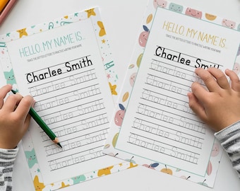 Feuille de travail personnalisée pour la recherche des noms, pratique de l'écriture manuscrite en pré-maternelle (téléchargement numérique)