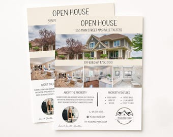 Redigerbar mall för öppet hus-flyer, modern fastighetsmarknadsföring (Canva)
