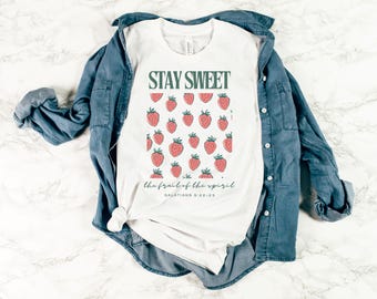 Sweet Christian Strawberry T-shirt, Fruits of the Spirit, Retro Jesus Graphic Tee