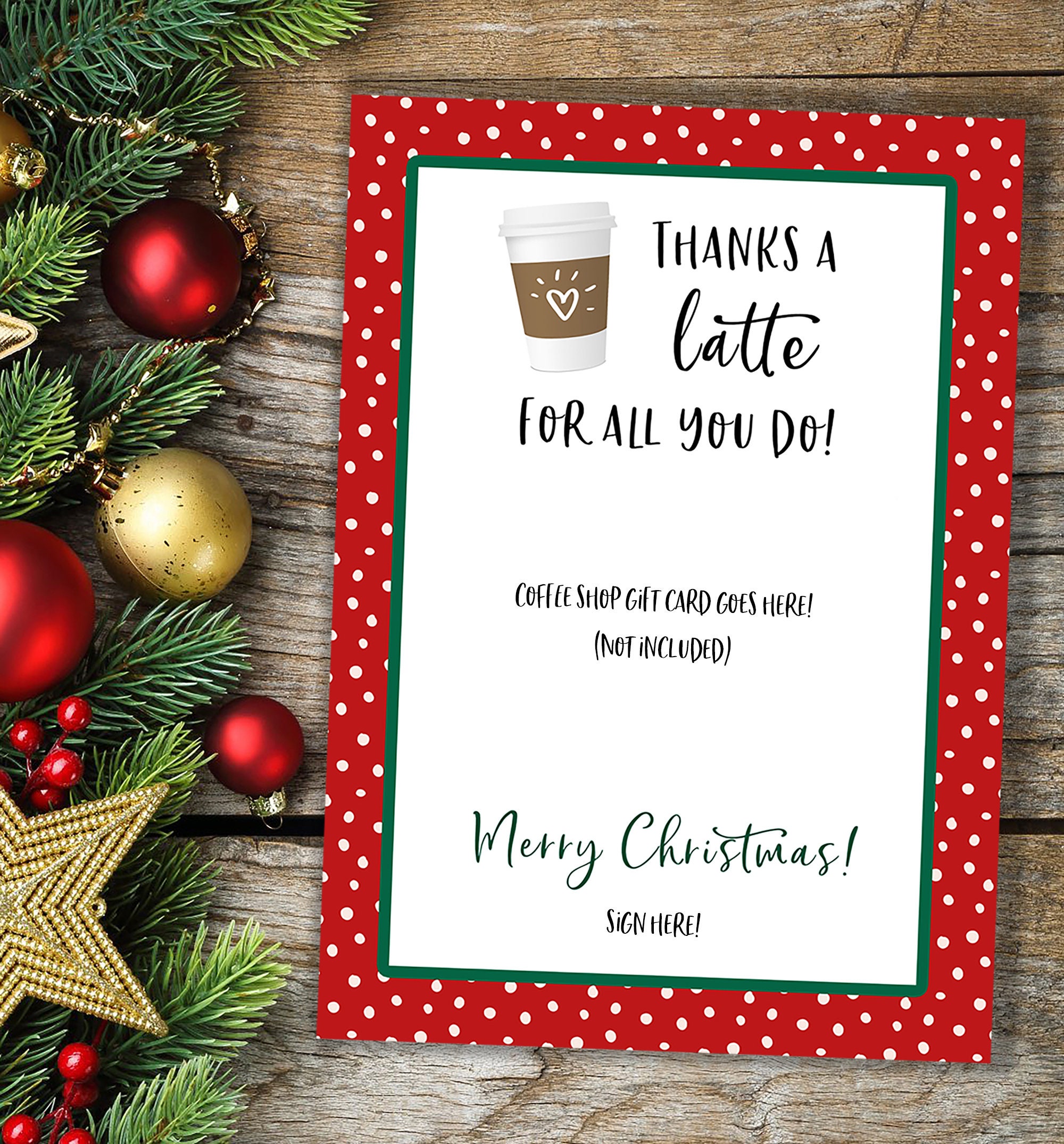 Printable Starbucks Christmas Gift Card Holder Teacher Gift