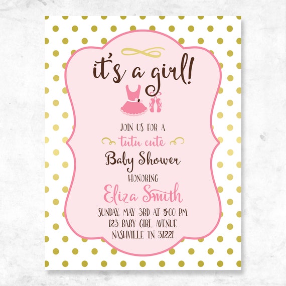 tutu cute baby shower invitations
