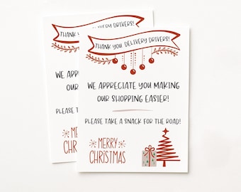 Delivery Driver Thank You Sign, Christmas Snack Station (Instant Download)