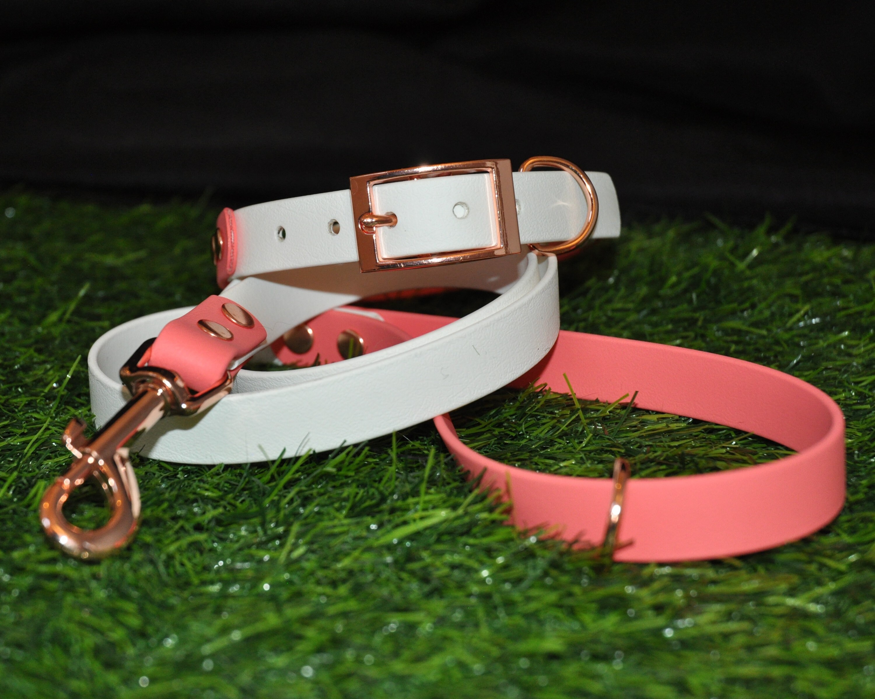 White & Coral Dog Collar Biothane Waterproof Dog Collar Etsy