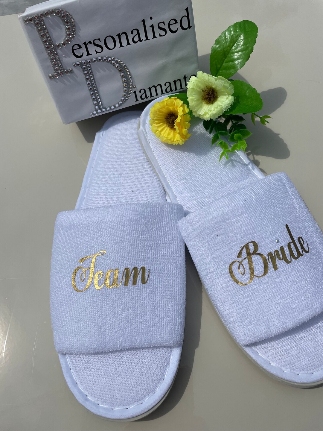 Team Bride Spa Day Slippers Bridesmaid Slippers White Spa Etsy