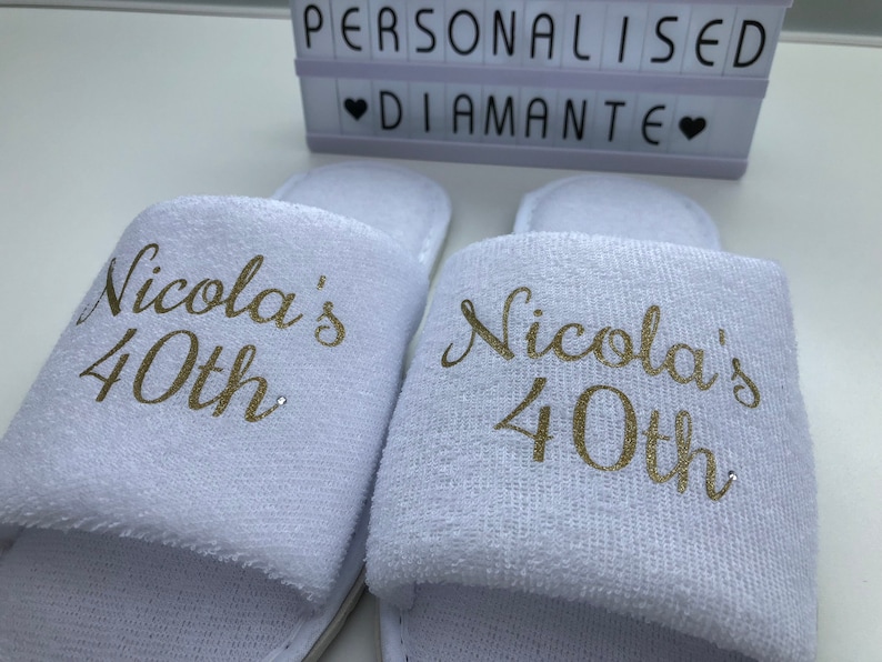 Personalised Birthday girl slippers, 40th birthday slippers, 30th birthday slippers, 21th birthday slippers, Personalised birthday slippers image 6