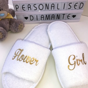 Bride slipper, Bridesmaid slippers, Hen party slippers, Spa day slippers, Bridesmaid gift, Mother of the bride slippers, Flower image 5