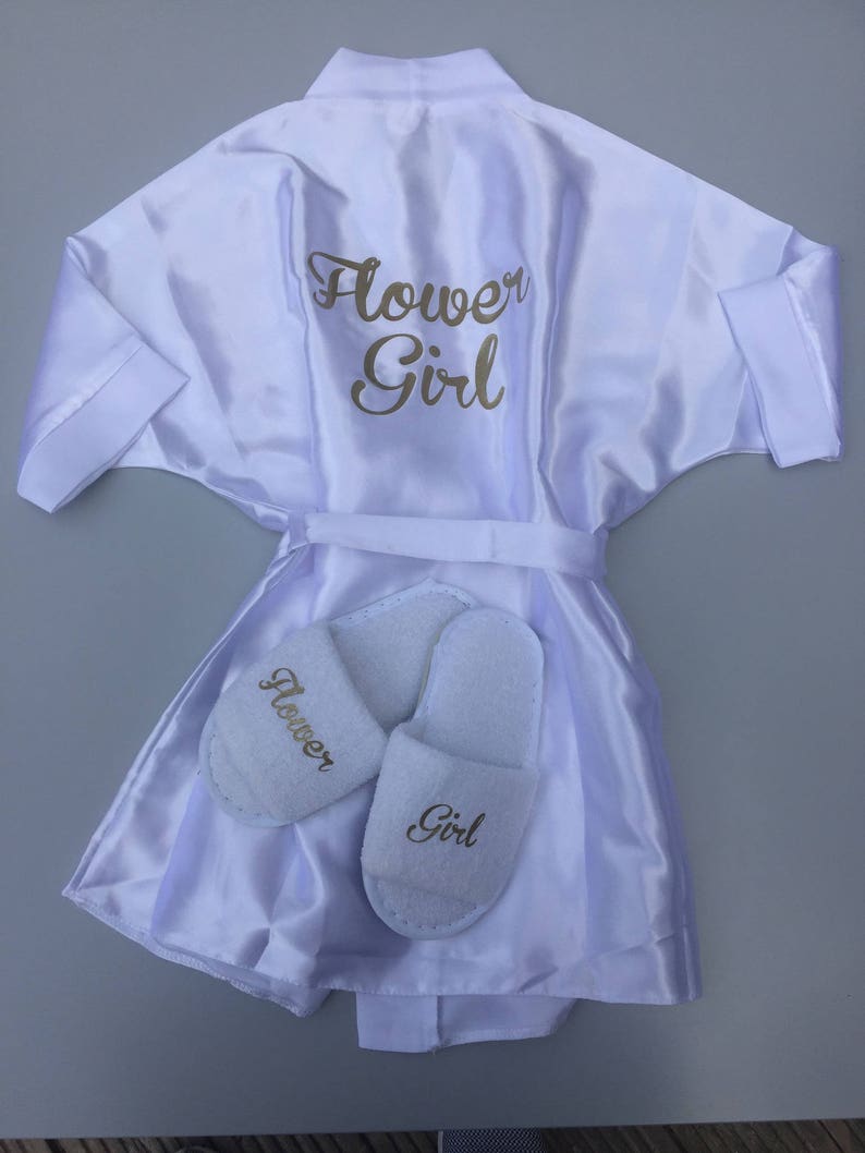 Flower girl robe flower girl slippers will you be my flower Etsy
