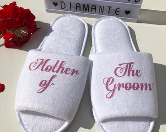 Mother of the Groom personalised slippers, Mother of the bride spa slippers, Bridesmaid personalised spa day slippers, Spa day wedding gift