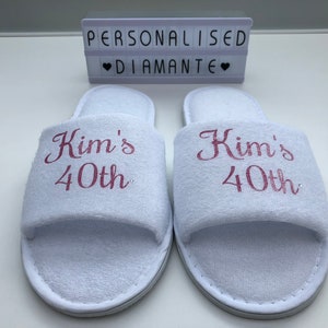 Personalised Birthday girl slippers, 40th birthday slippers, 30th birthday slippers, 21th birthday slippers, Personalised birthday slippers image 10