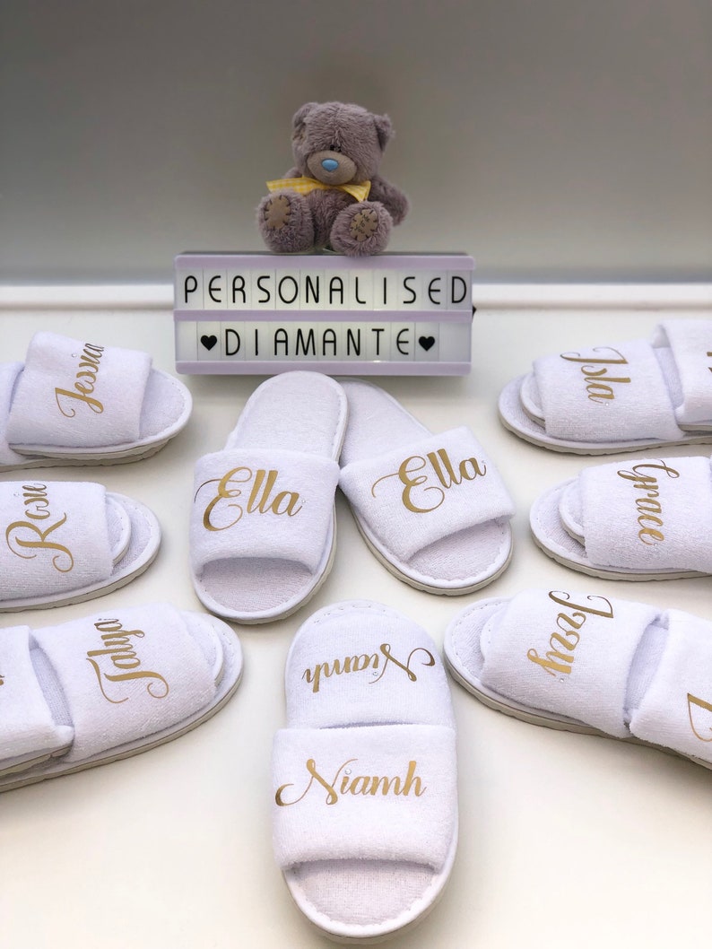 Personalised slumber spa birthday slippers, Birthday girl spa slippers 画像 1