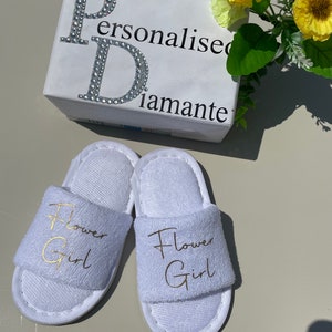 Flower girl slippers, Flower girl gift, Wedding slippers, Flower girl, Flower girl dress, Flower girl, Bridesmaid Slippers, Personalised image 6