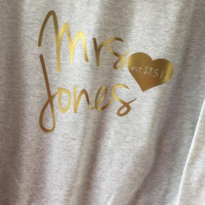 Mrs Sweater, Personalised Sweater, just married sweater, Mrs Sweateshirt, Mrs Jumper, Honeymoon Gift, Wedding Gift, Personalised Gift image 7