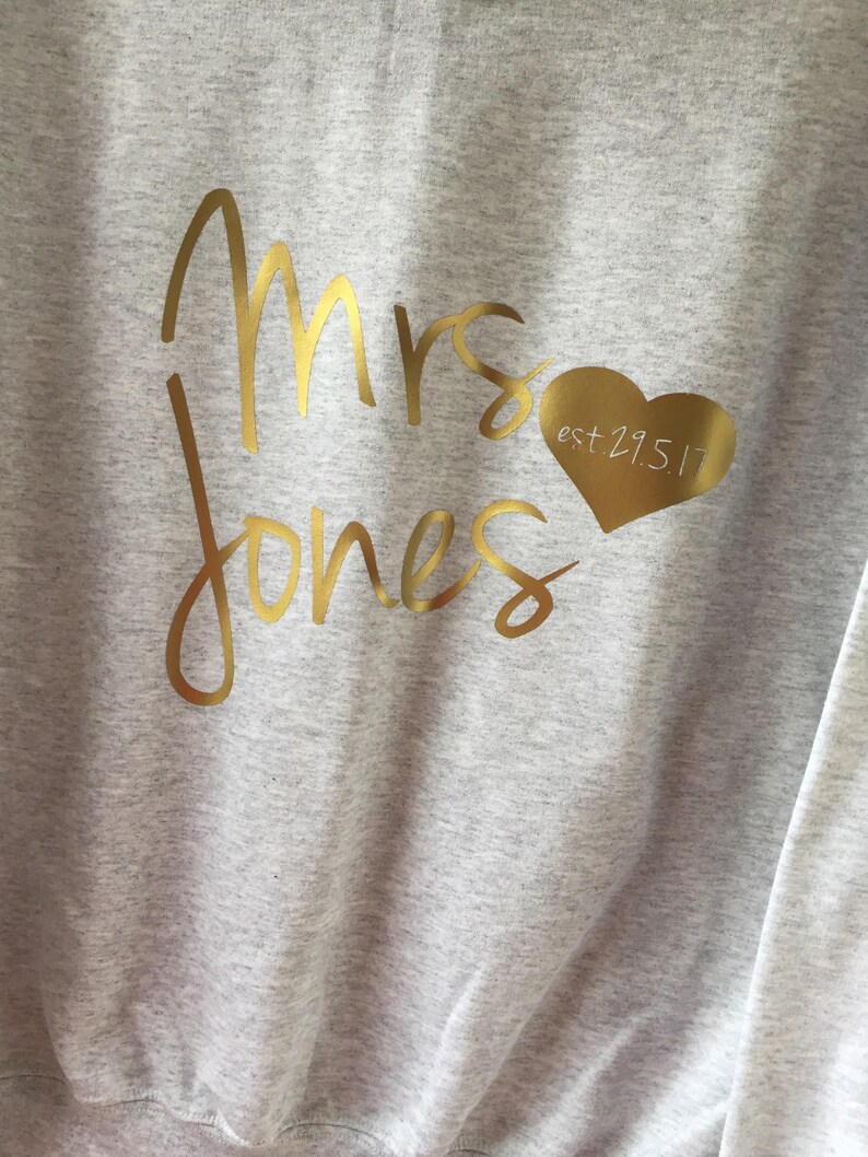 Mrs Sweater, Personalised Sweater, just married sweater, Mrs Sweateshirt, Mrs Jumper, Honeymoon Gift, Wedding Gift, Personalised Gift image 7