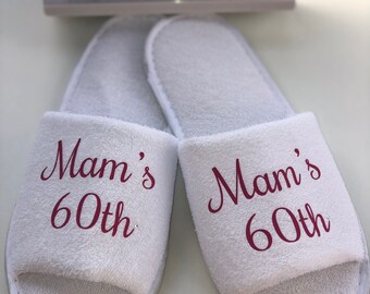 Personalised birthday spa day slippers , 30th, 40th,50th spa slippers