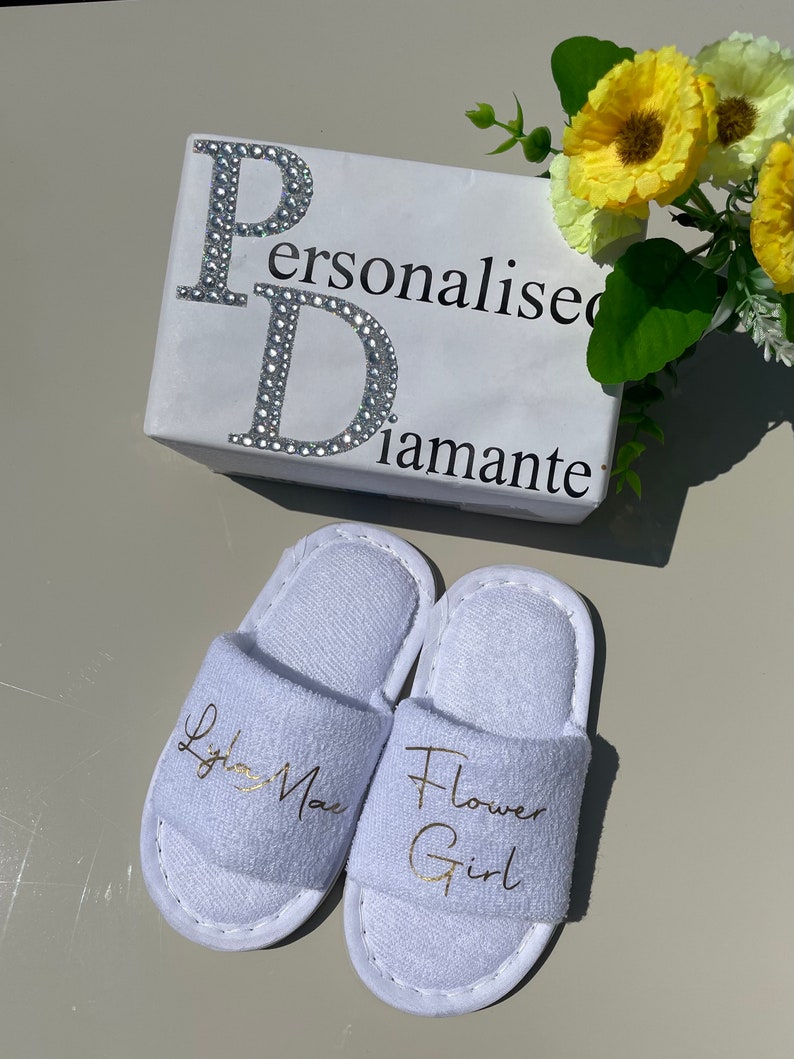 Flower girl slippers, Flower girl gift, Wedding slippers, Flower girl, Flower girl dress, Flower girl, Bridesmaid Slippers, Personalised image 2