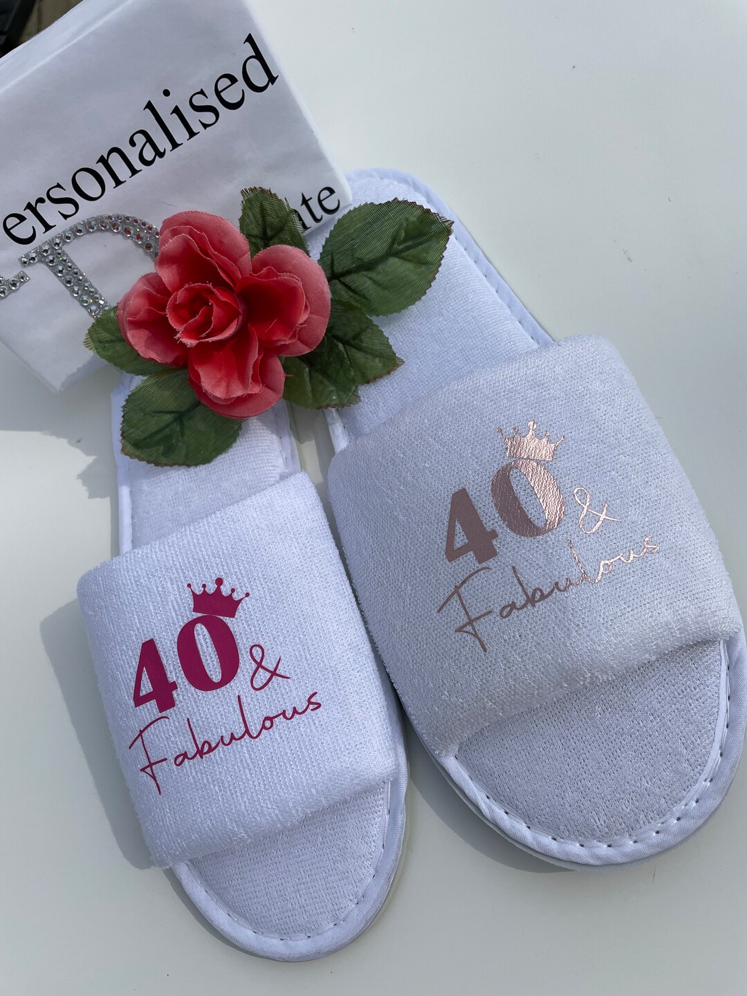 40 and Fabulous Spa Day Slippers, 18th, 30th 50th, 60th Birthday Etsy UK