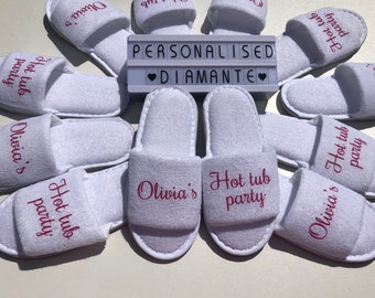 Personalised hot tub spa birthday slippers, Birthday girl spa slippers