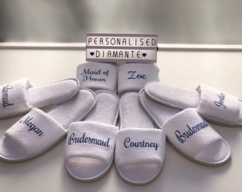 Personalised bridesmaid spa day slippers