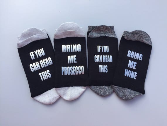 If you can read this bring mummy wine black socks | Etsy