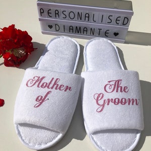 Bride slipper, Bridesmaid slippers, Hen party slippers, Spa day slippers, Bridesmaid gift, Mother of the bride slippers, Flower image 10