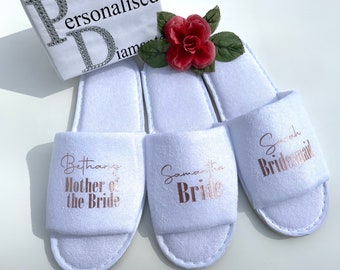 Bride slipper, Bridesmaid slippers, Hen party slippers, Spa day slippers, Bridesmaid gift, Mother of the bride slippers, Flower