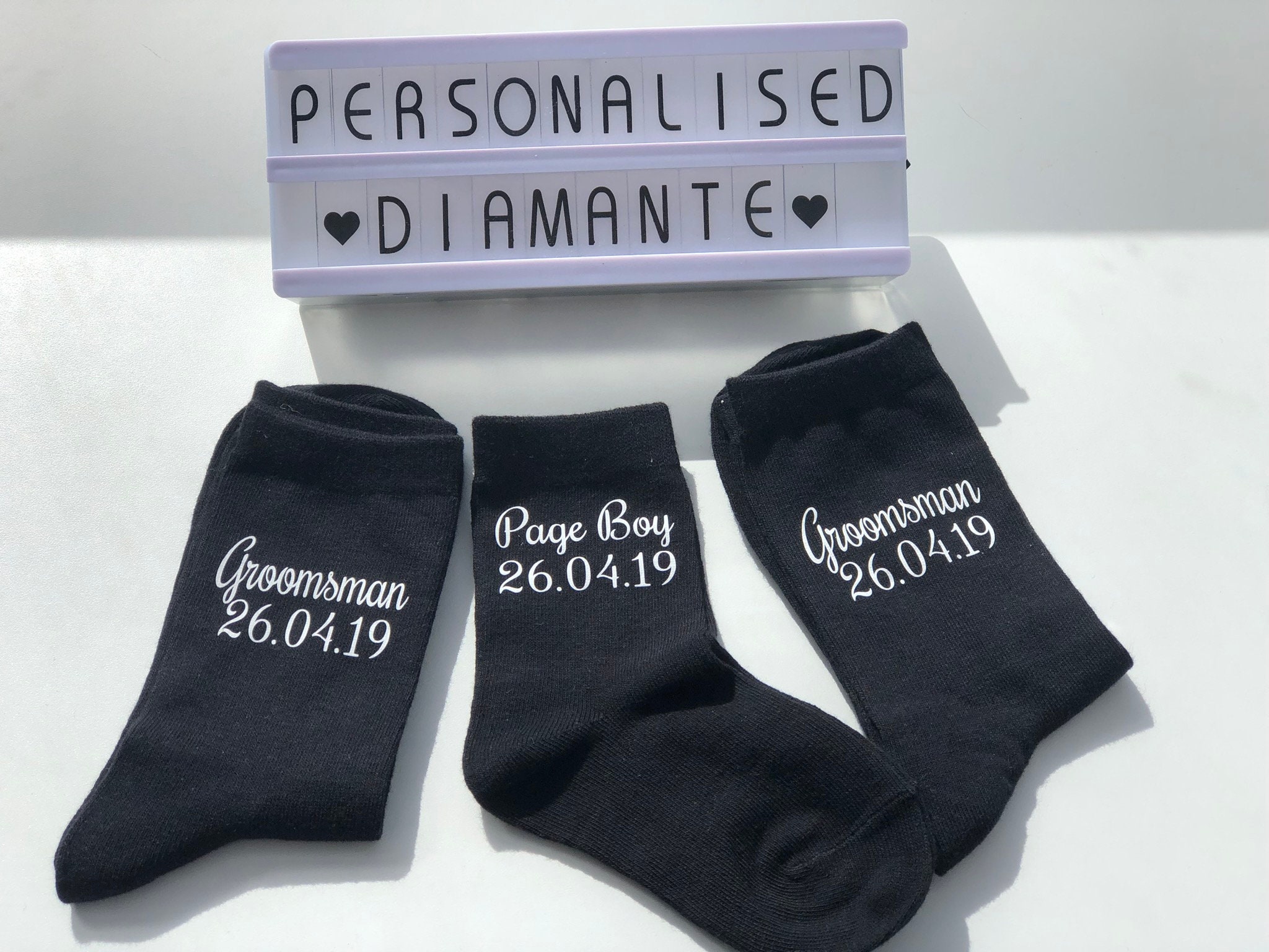 Page Boy Black Socks Black Socks Personalised Socks Brides - Etsy UK