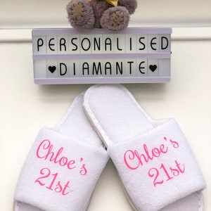 Personalised Birthday girl slippers, 40th birthday slippers, 30th birthday slippers, 21th birthday slippers, Personalised birthday slippers image 9