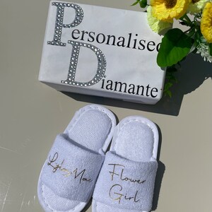 Flower girl slippers, Flower girl gift, Wedding slippers, Flower girl, Flower girl dress, Flower girl, Bridesmaid Slippers, Personalised image 9