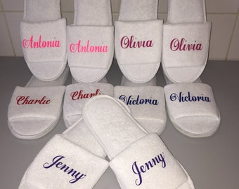 Personalised slippers, bridesmaid slippers, hen party slippers, spa day slippers, bridemaid gift slippers, mother of the bride slippers