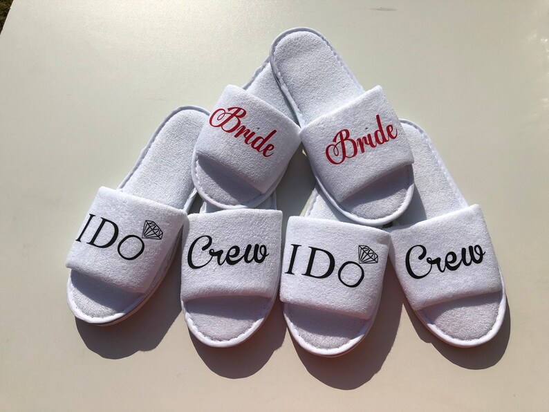 I Do Crew Slippers Bridesmaid Gift Personalised Slippers Etsy UK