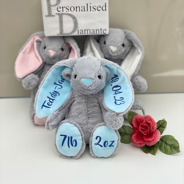 Personalised teddy bunny, bunny comforter new baby gift